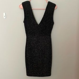 forever, 21 black micro-sequin body con dress, V-neck